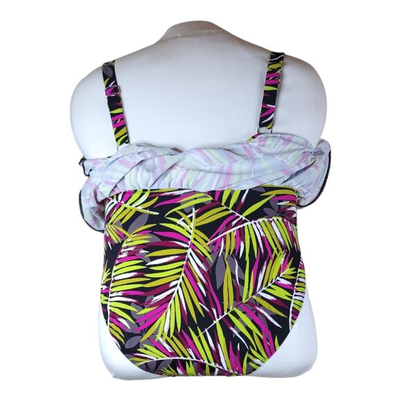 D&Co Beach Tropical Print Swim Dress Slimming With Built-In Bra Size 14 - Picture 14 of 16